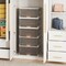 Stackable Storage Bin With Wheels Foldable Cube Organizer For Closet Bedroom Pantry White Brown PP ABS